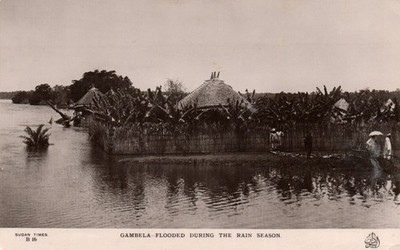PC SUDAN GAMBELA FLOODED DURING THE RAIN SEASON REAL PHOTO POSTCARD (b63059)