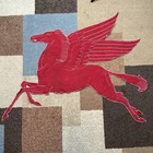 Mobil Oil Pegasus Gasoline Linen Banner Sign Vintage Wall Hanging Decor Homemade