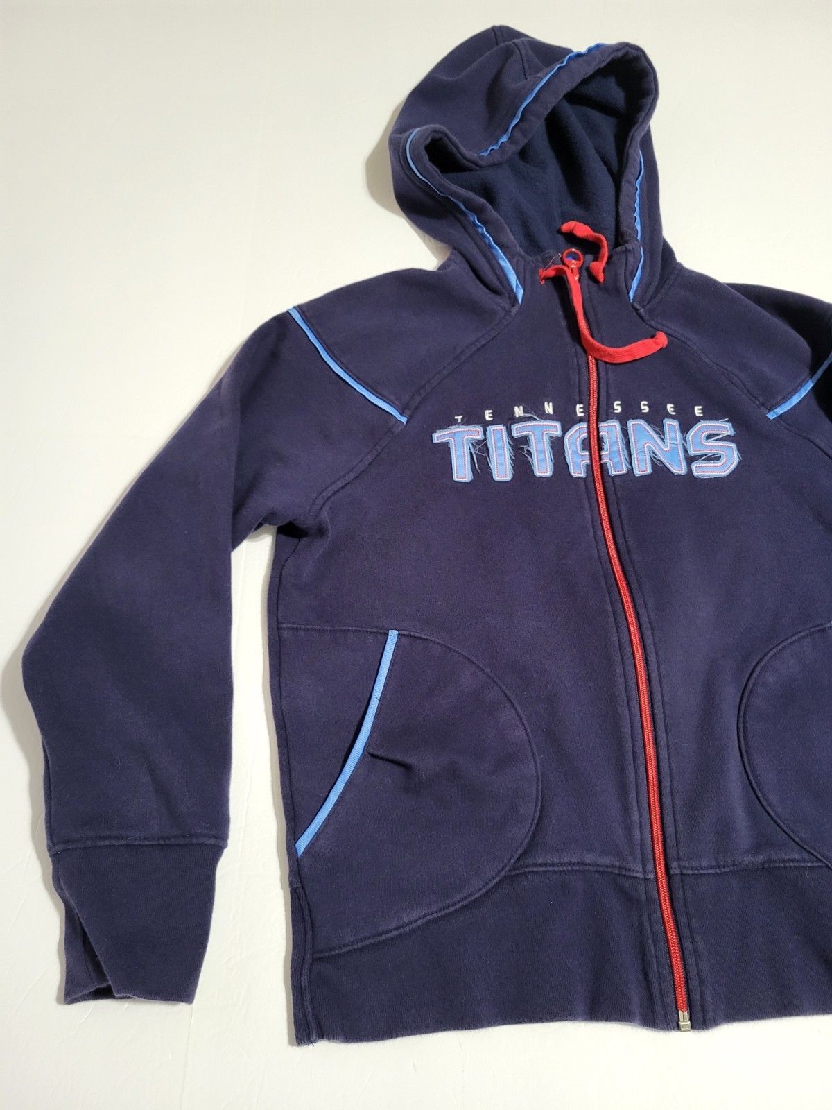 (#12)Tennessee Titans Reebok NFL Team Apparel Women's Large Full Zip Blue Hoodie thumbnail 2