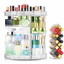 360 Rotating Clear Makeup Organizer with 6 Detachable Shelves