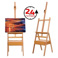 Large Wood H-Frame Easel Storage Drawer Height Adjustable Foldable Art Painting