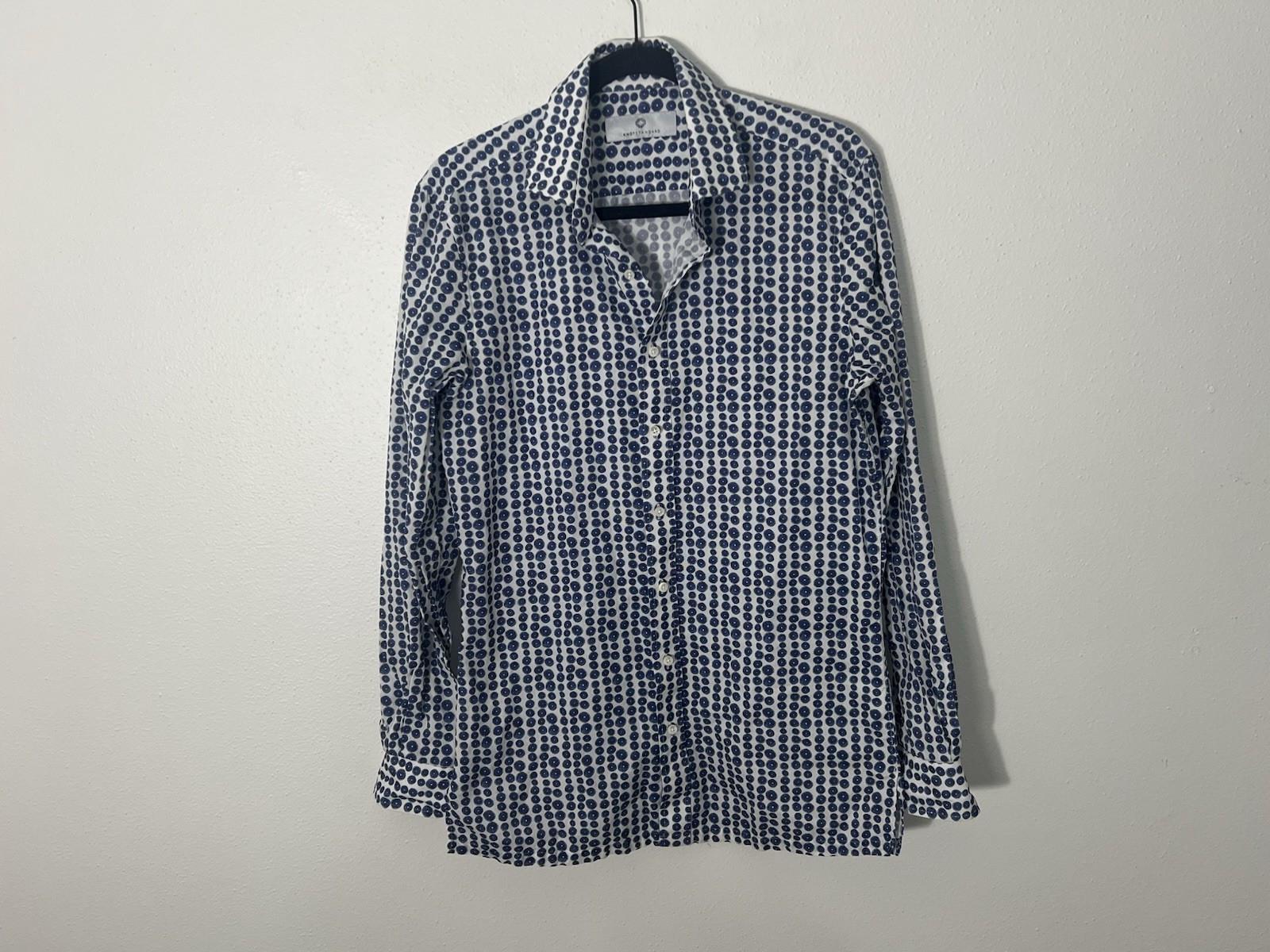 Knot Standard Blue Patterned Button Down Cotton S… - image 1