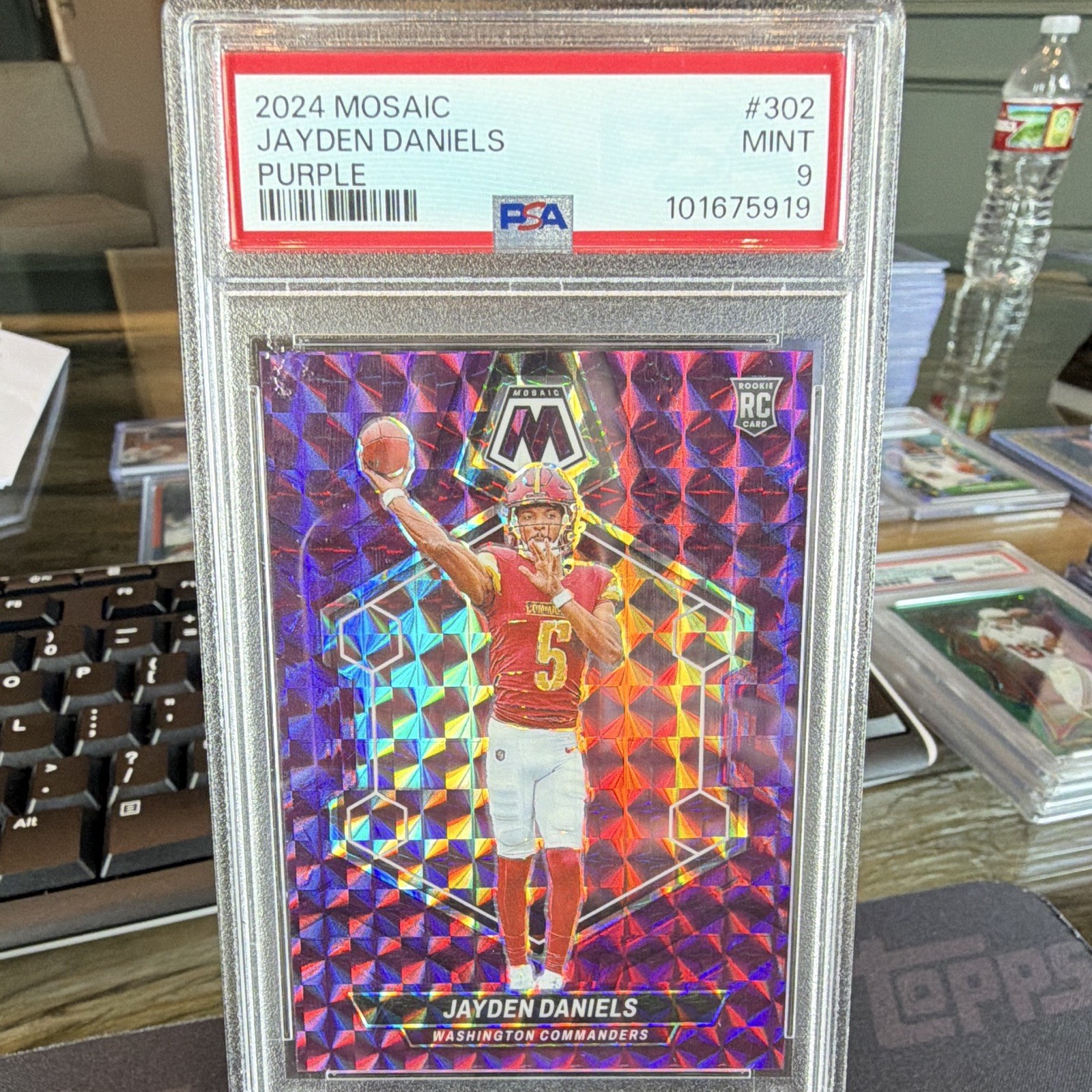 2024 Panini Mosaic Jayden Daniels Rookies #302 Purple Prizm RC PSA 9 /49