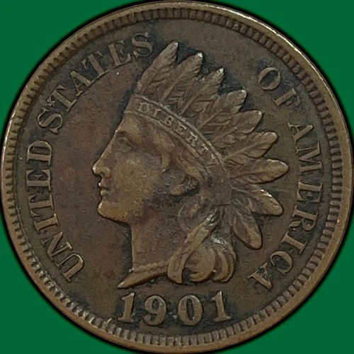 1901 Indian Head Cent Choice Extremely Fine XF+ Coin #38450