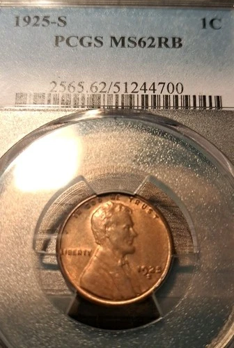 1925 S Lincoln Wheat PCGS MS62 RB