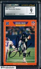 Herschel Walker Signed 1989 Pro Set Football #96 Cowboys CGC 9  JSA AUTO 10