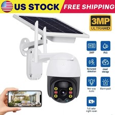 Solar Battery Powered Wireless WiFi Outdoor Pan/Tilt Home Security Camera System
