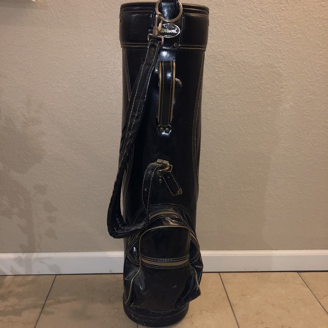 Vintage Wilson Staff Professional Black Vinyl Golf Bag Made In Usa 15