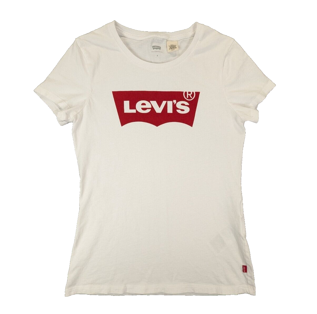 Levi's Top Small Women's White T-Shirt Short Sleeve Crew Neck 100% Cotton Tee