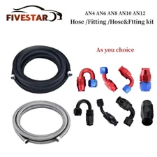 4AN 6AN 8AN 10AN 12AN PTFE Braided Fuel Hose Oil Gas Air & End Fittings Adapter 