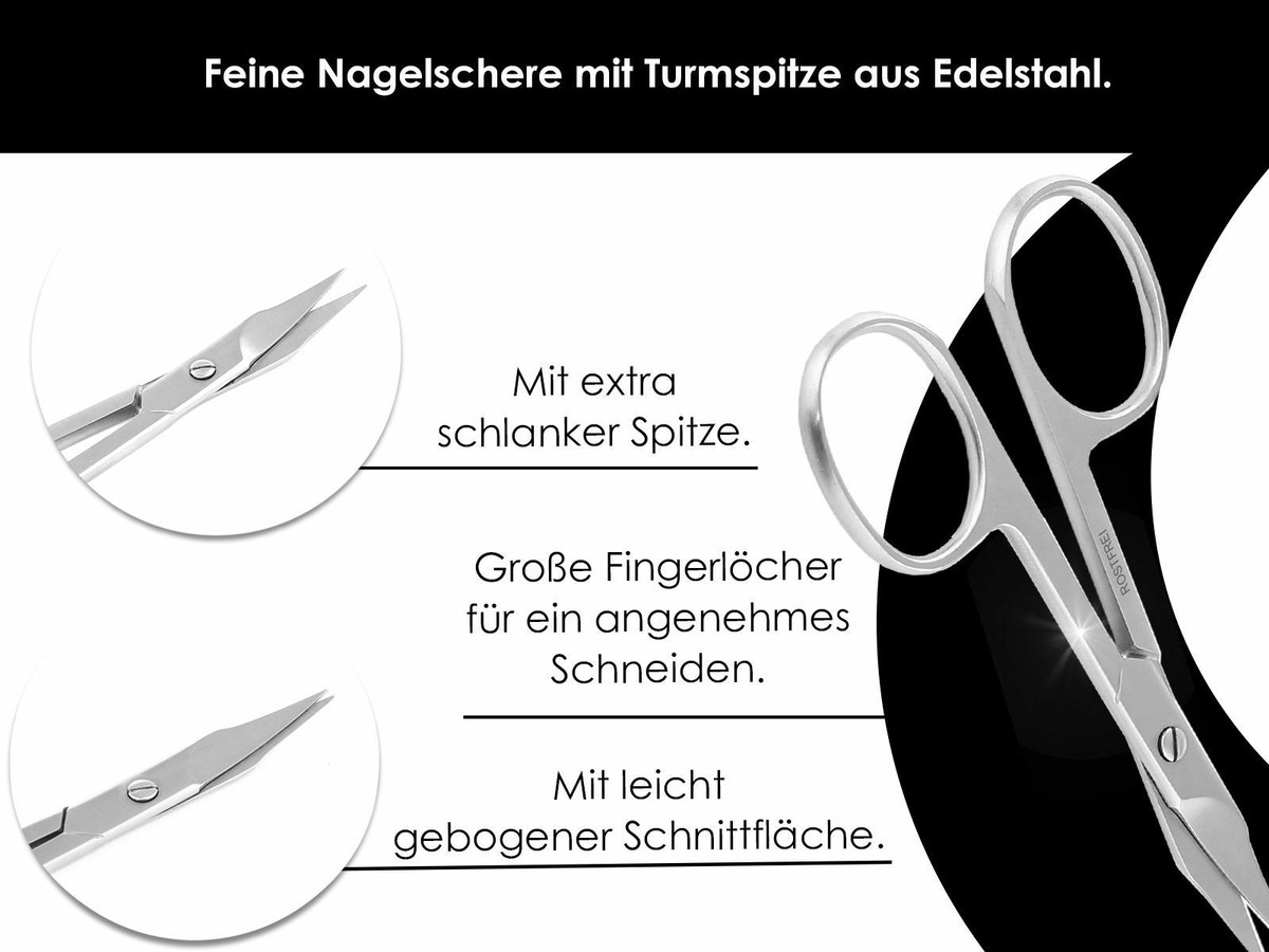 Feine Nagelschere Mit Turmspitze – 2 In 1 Für Fingernägel, Fußnägel & Nagelhaut, 9 Cm, Aus Edelstahl