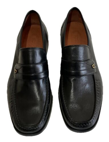 JOSS Herren Handmade In Italy Schwarz Leder Slipper Halbschuhe Schuhe Größe UK 9 EU 43