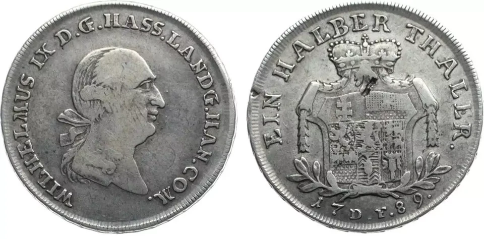 Hesse Kassel 1789 1/2 Taler Thaler Silver Coin Germany German State Cassel - Image 4 of 4