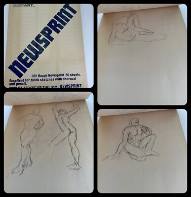 Female Male Nude Figure Study Art Pencil Drawing Sketch Sketchbook Lot-Johnston