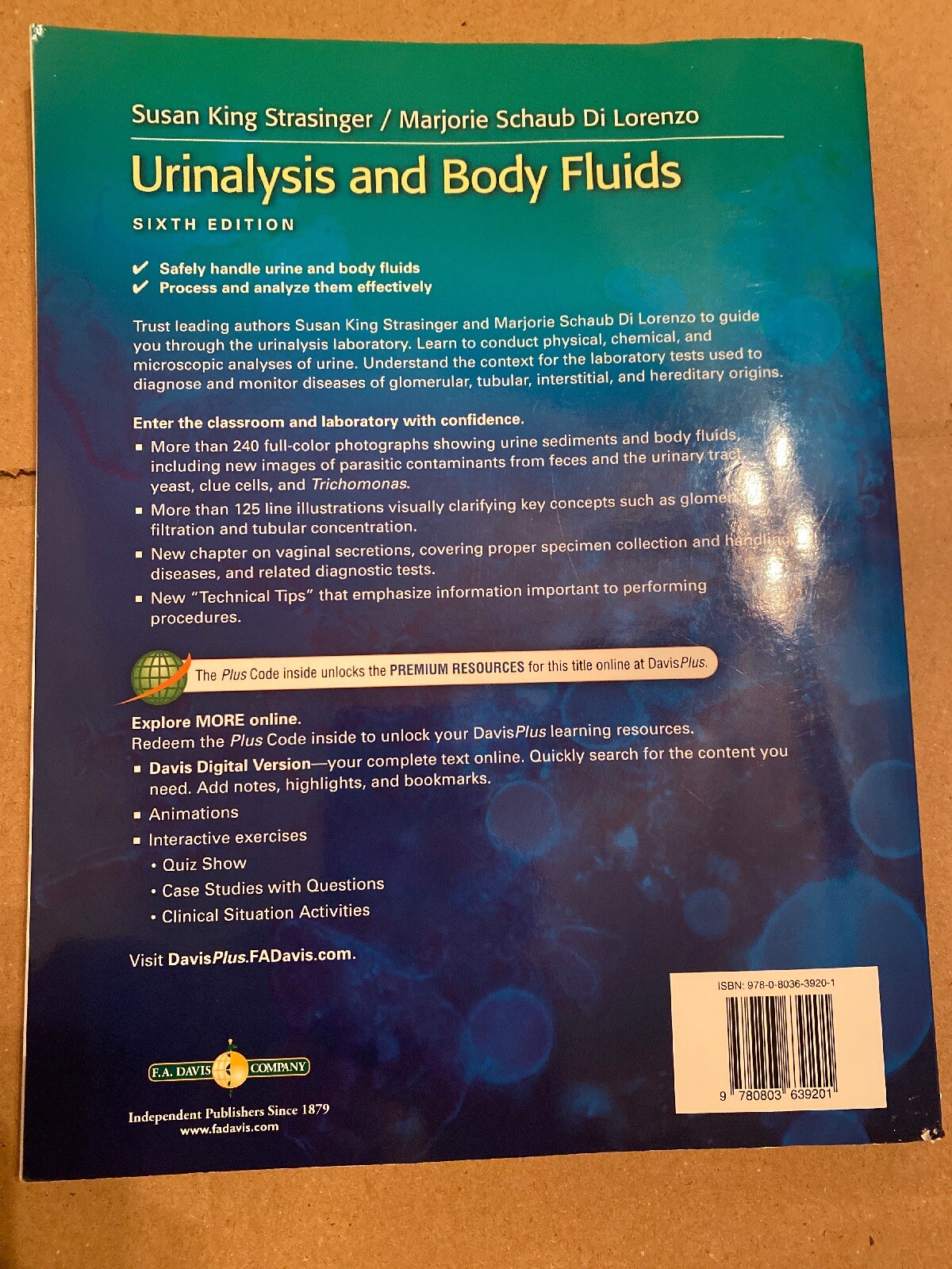 Urinalysis Marjorie and Susan  Di Paperback, (2014, Revised) Lorenzo by Strasinger Body Schaub and Fluids King