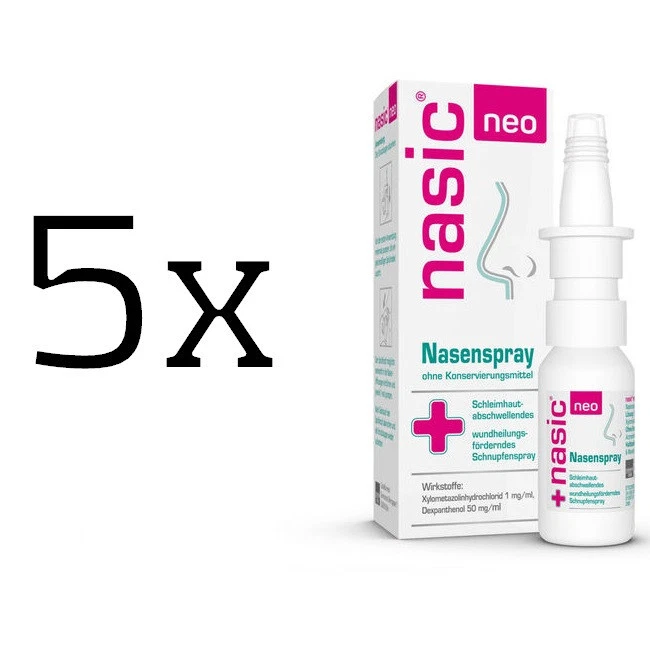 5x Nasic Neo Nasenspray ohne Konservierungsstoffe Erwachsene 10 ml PZN 15863497