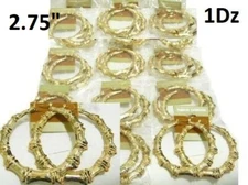  2.75" Wholesale Lot 12 1 Dz Earrings Gold Hip Hop Bamboo Statement Hoop Circle