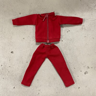 SU-TKST-RD-L: 1/12 Red tracksuit (Jacket, Pants) for 6'' muscular  or 7'' WWE body
