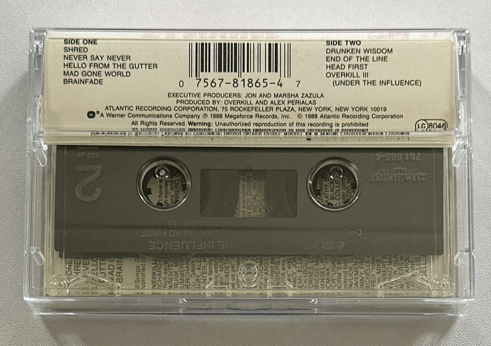 Overkill Under The Influence Cassette Tape 1988 Metal Thrash Rare Ex / Mint - Image 3 of 4