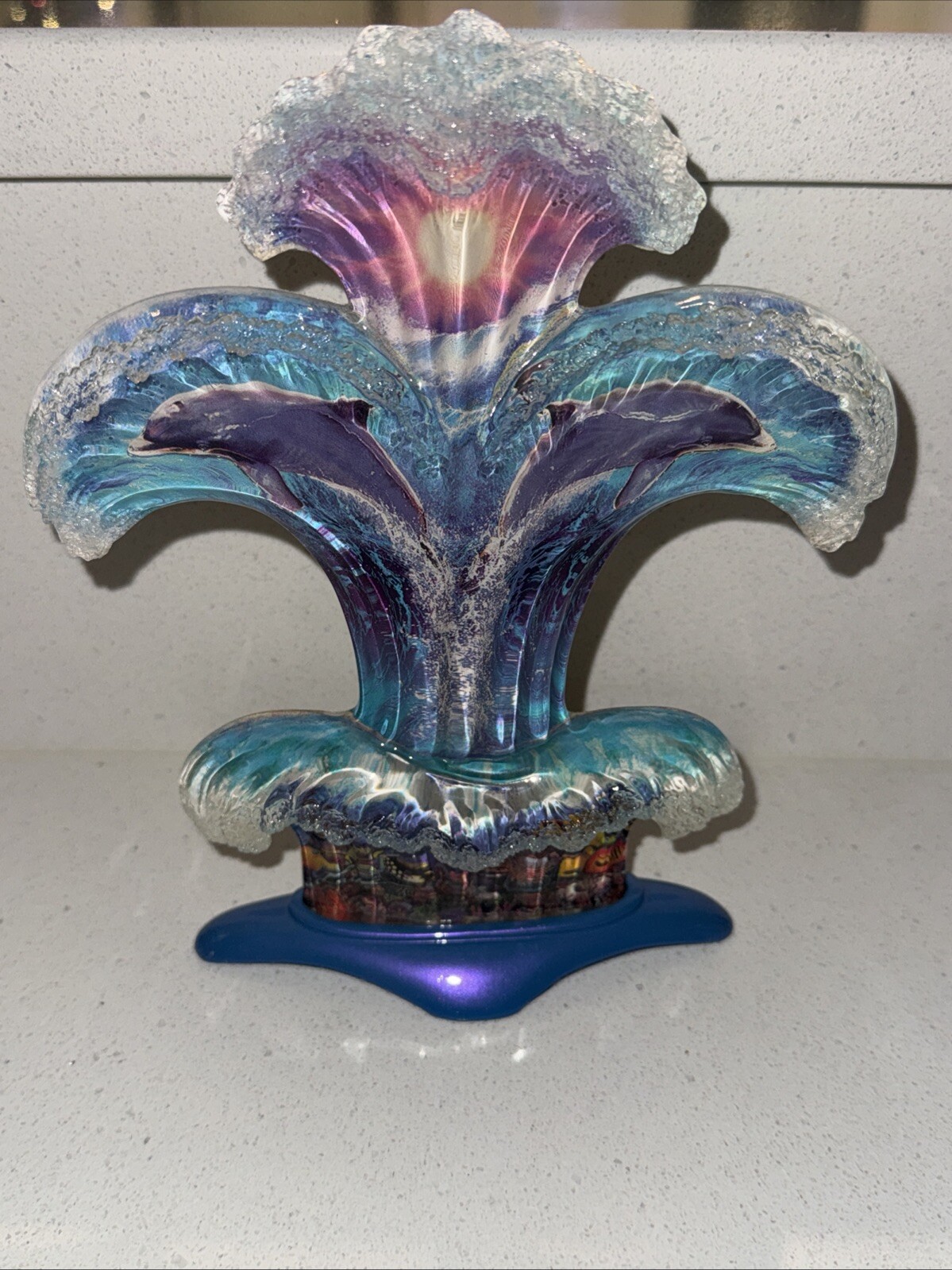 Christian R Lassen Eternal Rainbow Dolphins Acrylic Art Bradford Exchange 2003 Collectible