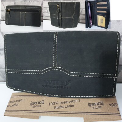 Wild Things only Damen XL Portemonnaie RFID echt Leder Geldbörse schwarz DHL