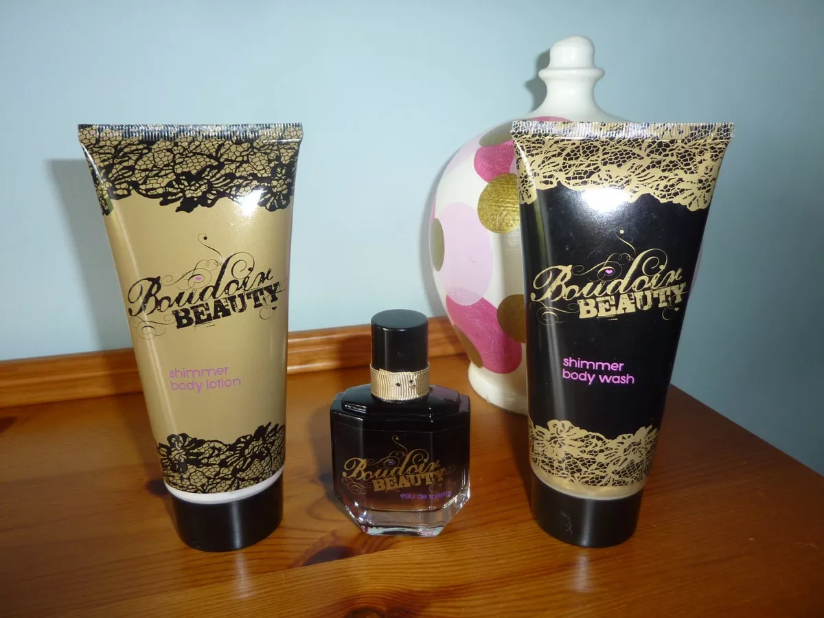 Ladies Boudoir Beauty 3 Piece Gift Set EDT 30ml Shimmer Body Lotion Wash
