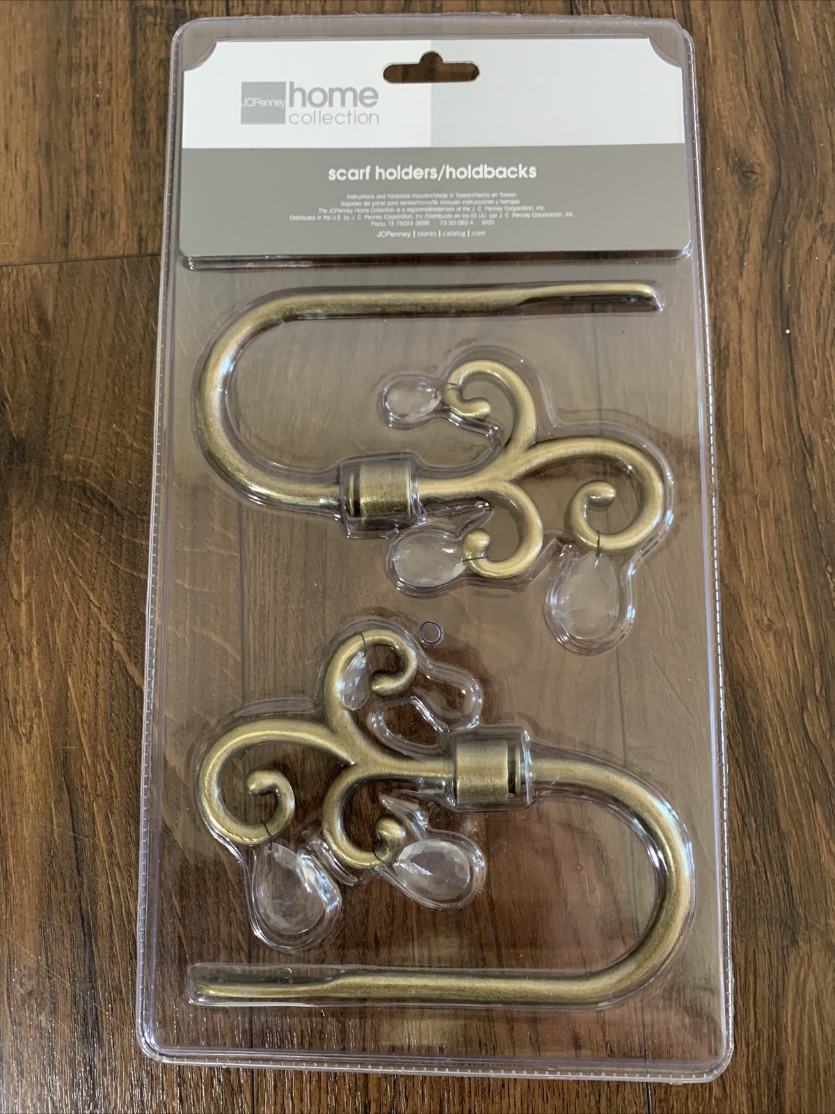 Scarf Curtain Holders Holdbacks Antiqued Gold Crystal Dangle Swirls eBay