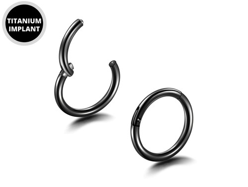 Titanium Lip Ring, Lip Hugger Lip Piercing Hinged Ring - Clicker Hoops - Picture 3 of 11
