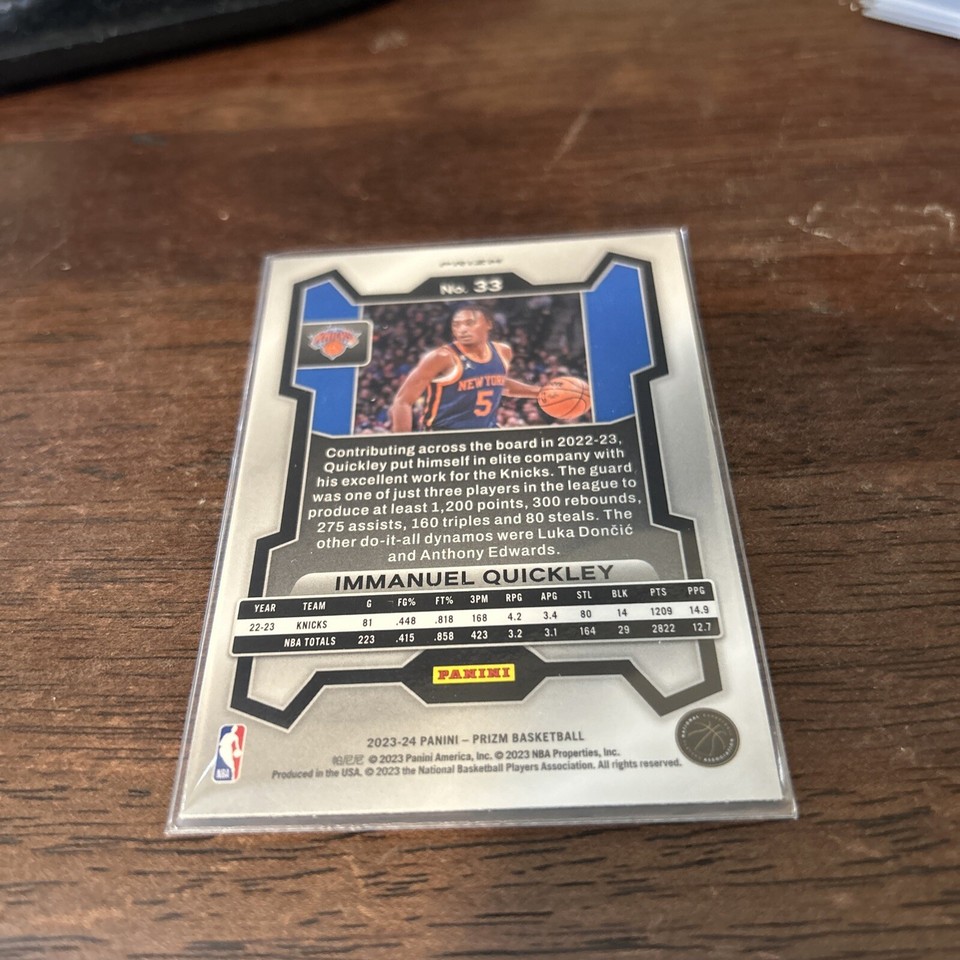 2023-24 Panini Prizm Immanuel Quickley Green Prizm #33 New York Knicks ...