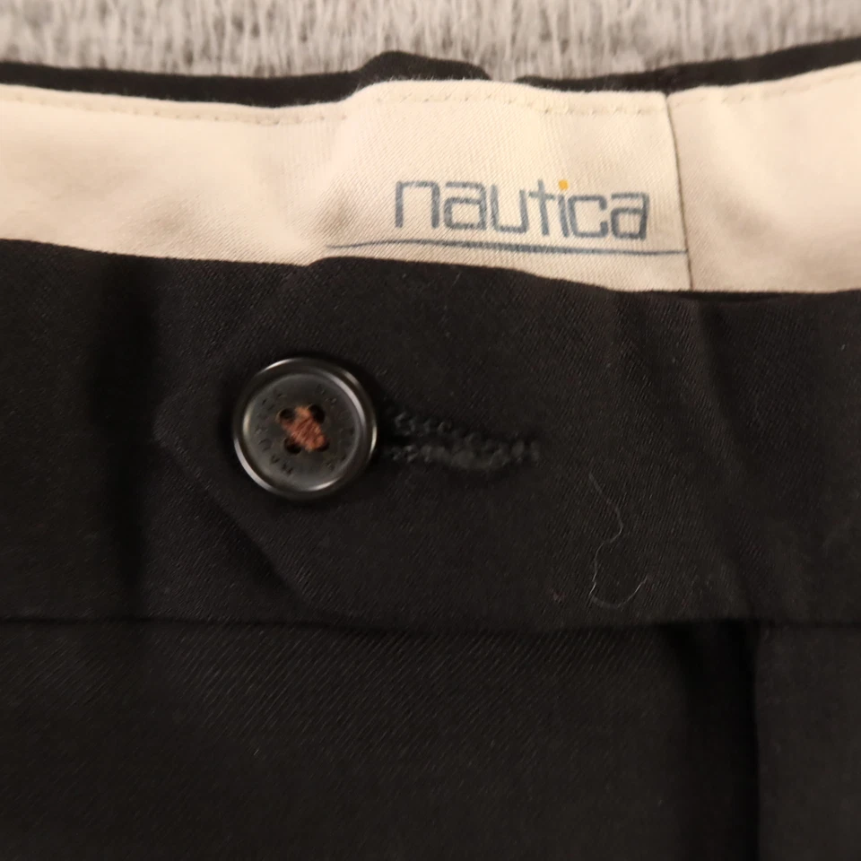Pantalones Nautica de Colección para Hombres 36 Negros 100% Lana Worsted Super 100s Sarga Pantalones 36x32 Foto 2 de 4