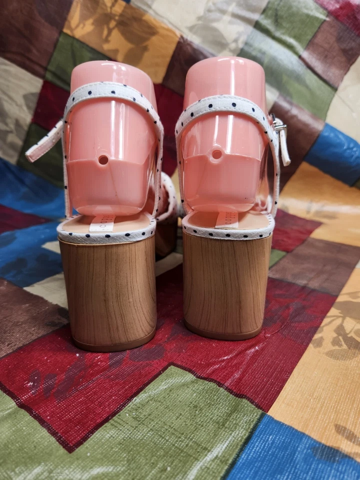 Copper Key Mujer Talla 8 M Bloque Tacón Eslinga Lunares Plataforma Sandalias 302 Foto 4 de 4