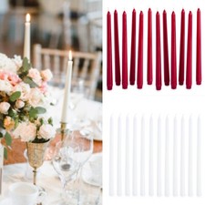 12pce White/Red Unscented Bulk Dinner Candle Taper Tapered Plain Candles 20/30cm