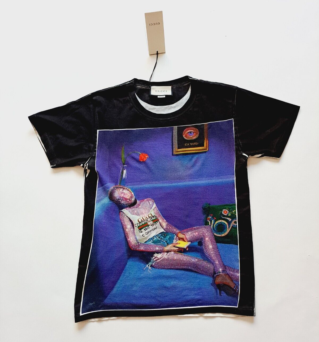 NEW Gucci Ignasi Monreal Black Cotton Printed Graphic T-Shirt 