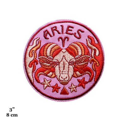 Zodiac Signs Astrology Constellations Round Colorful Embroidered Iron On Patch - Picture 15 of 27