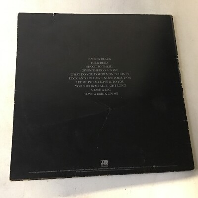 AC/DC Lp Back In Black 1980 V. G+ Original Press | eBay