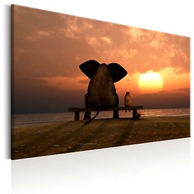 ELEPHANT SUNSET Canvas Print Framed Wall Art Picture Photo Image g-B-0018-b-a