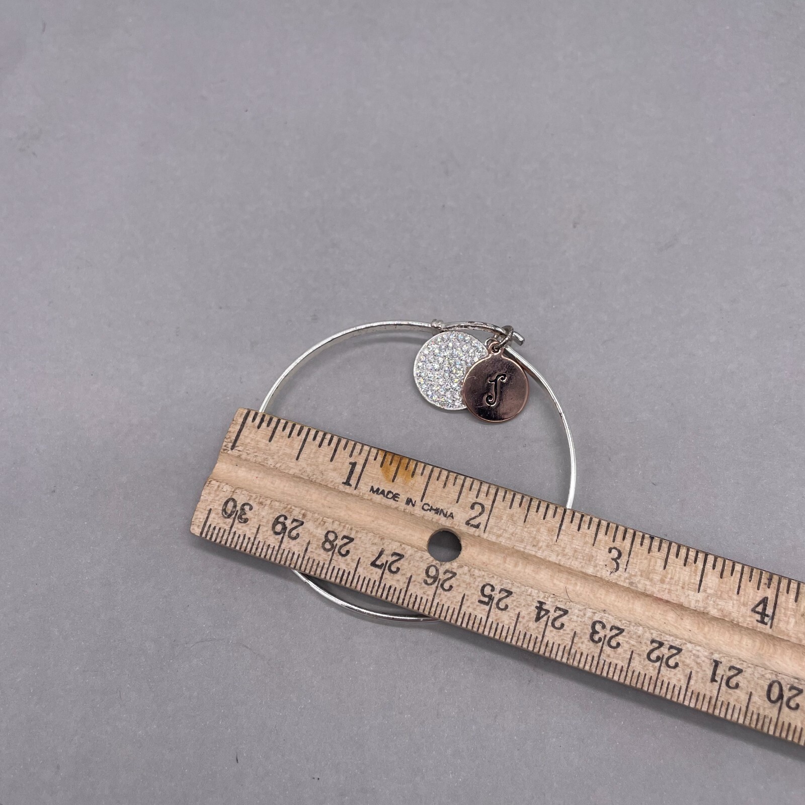 LA Charm Cuff Initial monogram J Bangle Bracelet … - image 4