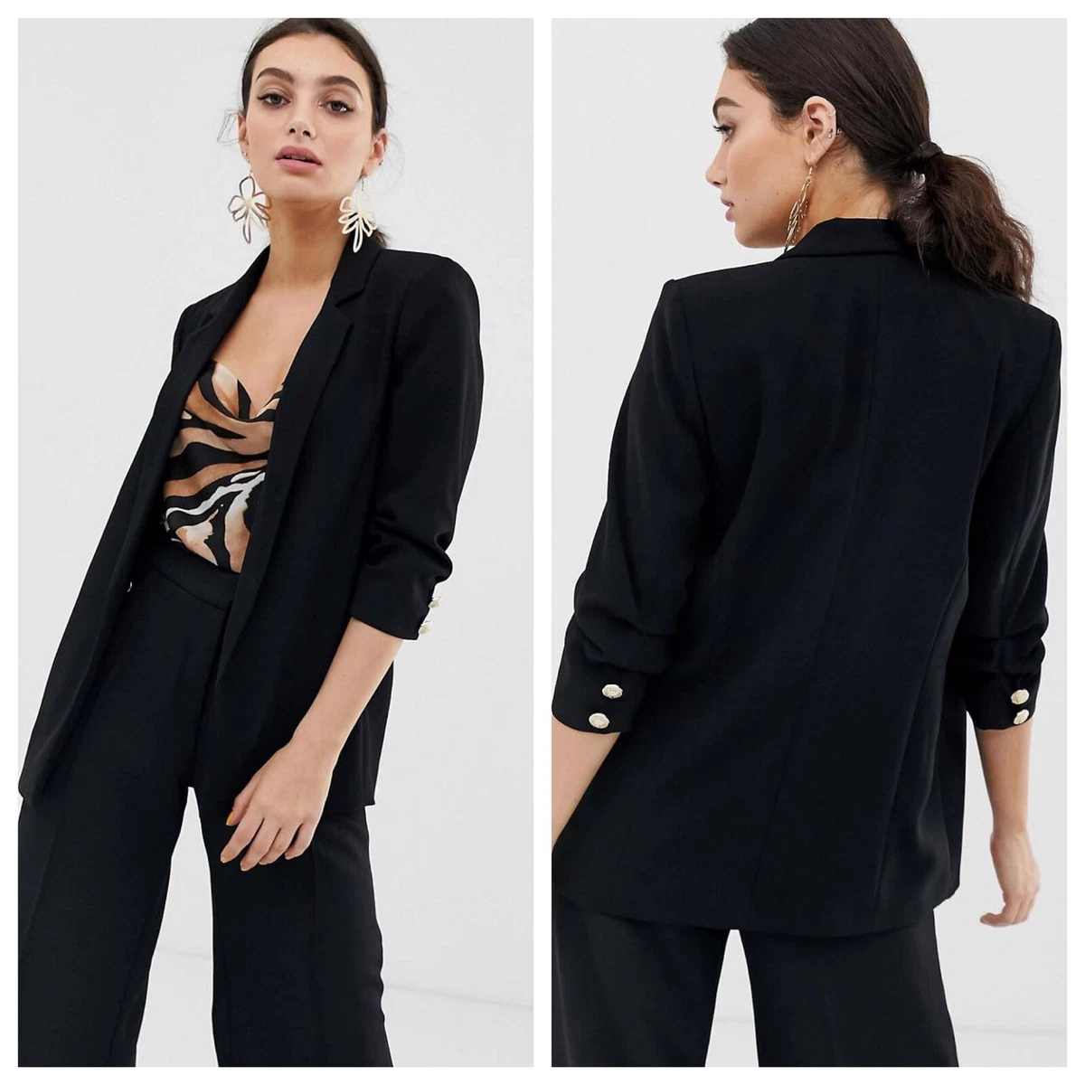 River island gold button blazer sale
