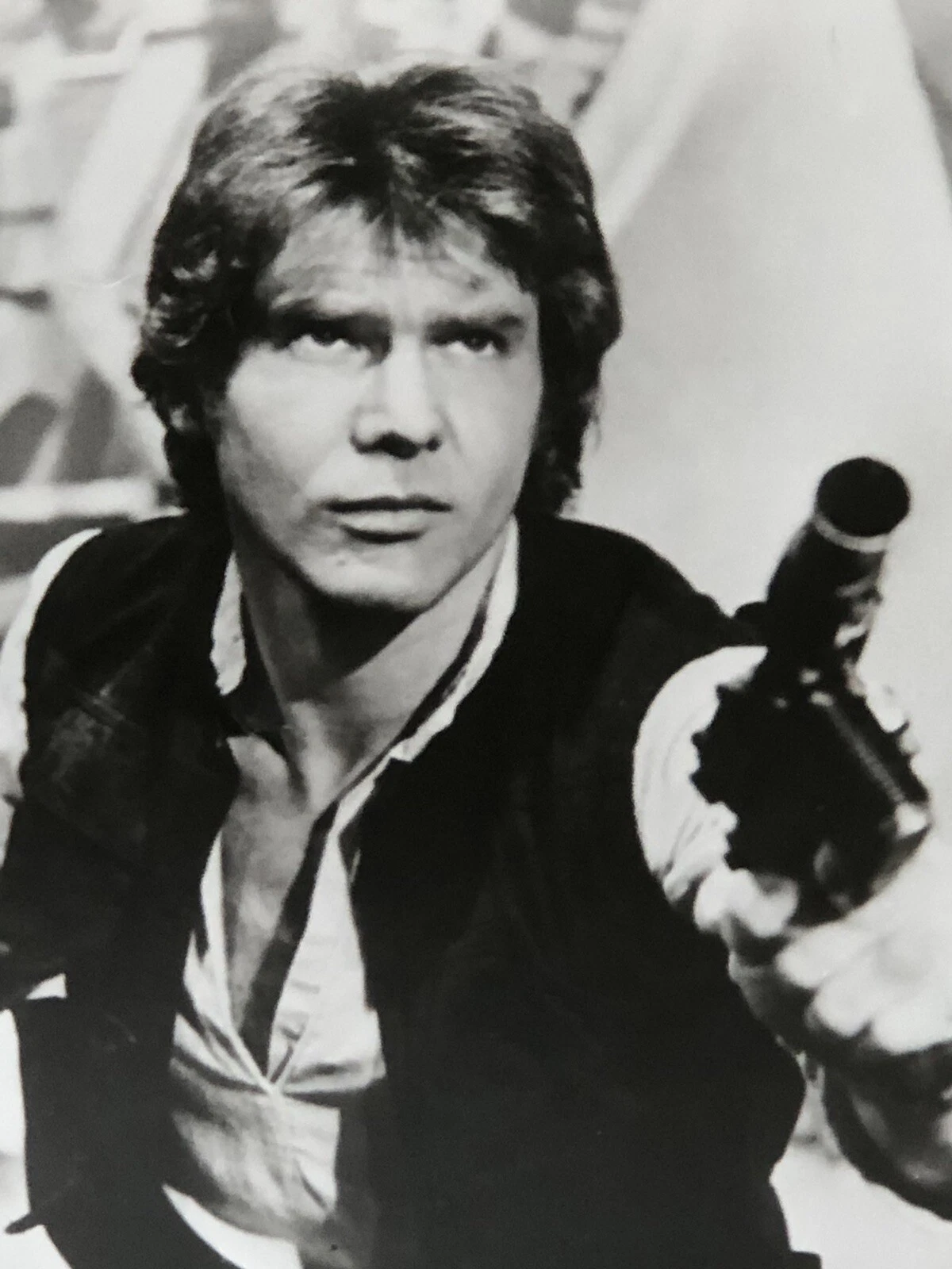 ビンテージ スターウォーズ Han Solo Battle Pose 8インチ x 10インチ 光沢のあるプロモーション B & W 写真 - 画像2/4