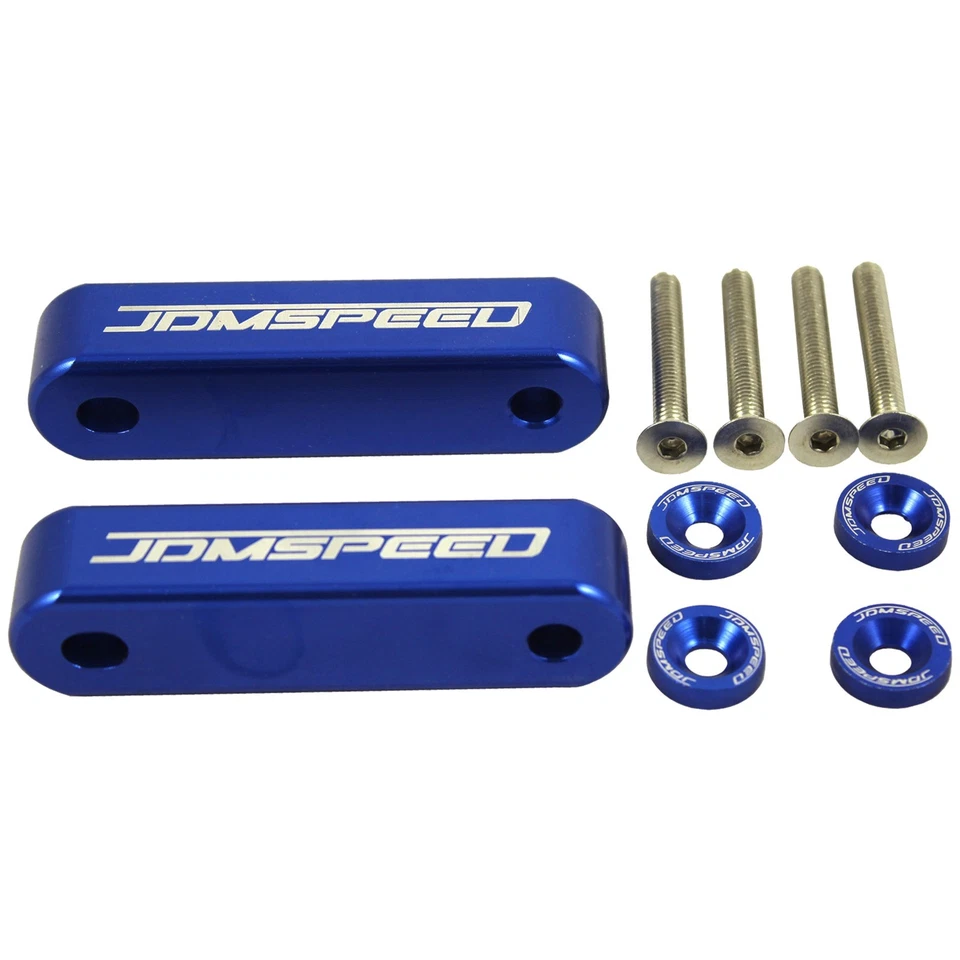 Juego de elevadores espaciadores de capó JDM azules para 90-01 Acura Integra 88-00 Honda Civic CRX Foto 3 de 4