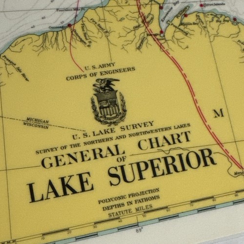 US Army Corp of Engineers US Lake Survey HEDWIN mappa laminata LAGO SUPERIORE - Foto 5 di 8