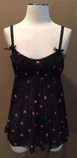 Smart & Sexy S Black Nighty Romantic Babydoll Chemise W Rosebuds & Lace Trim