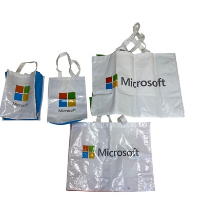 Set Of 4 Microsoft Branded Tote Bags With Handles