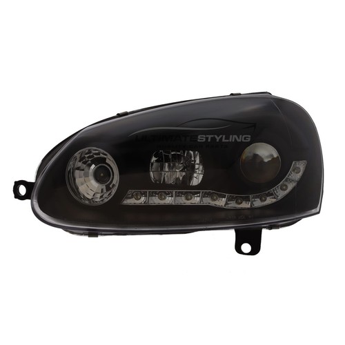 VW Golf Mk5 Upgrade Headlights 2003-2010 Black Projector LED DRL R8 Style GTI - Picture 17 of 18