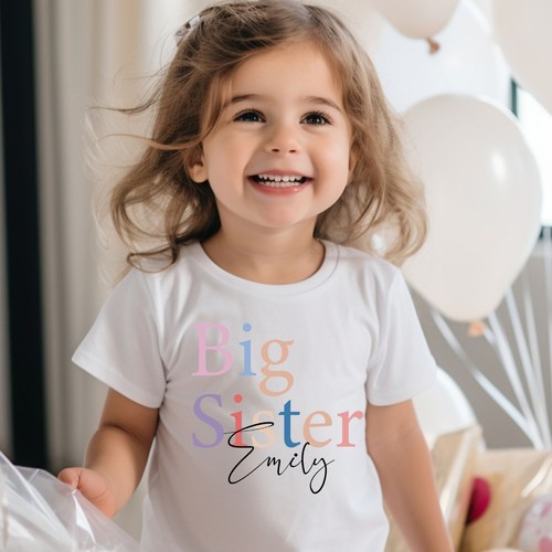 Matching Sisters T-shirts | Kids Personalised Tees | Big Sister Shirt | Littl... - Picture 3 of 8
