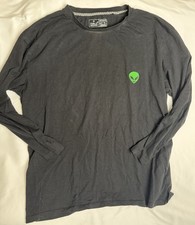 Public Record Knitwear Black Long Sleeve 3XL Shirt With Embroidered Alien Logo