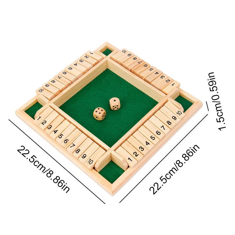 4 Players Shut The Box Wooden Traditional Pub Dice Family Kids Childrens Game UK - Image 2 of 4