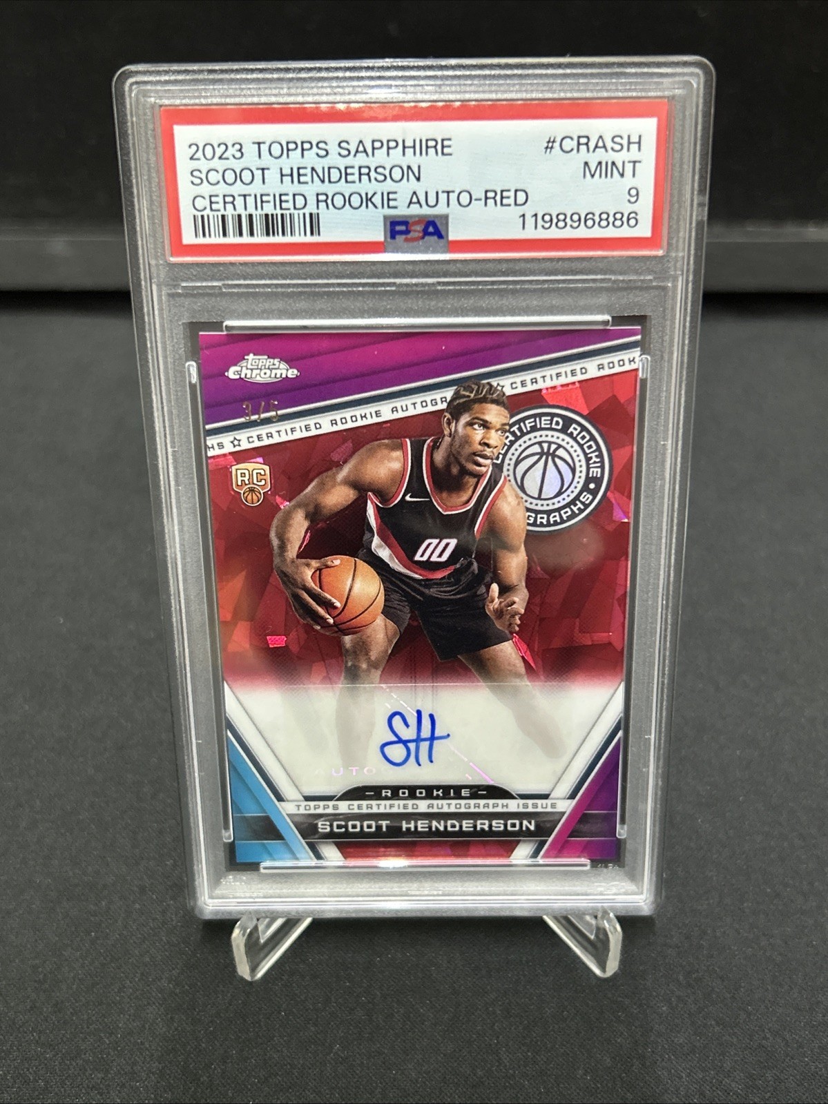 2024 Topps Sapphire Scoot Henderson Certified Rookie Auto Red /5 Psa 9