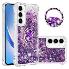 Diamond Ring Holder Quicksand Case For Various Phone Cover Stand Liquid Glitter