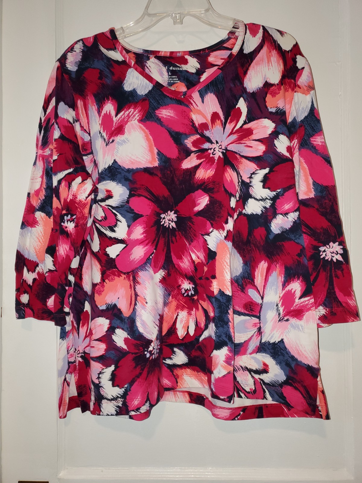 NWOT Alfred Dunner Top Multicolor Flower Size L #70